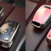 1 Premium Audi Key Fob Case – Glossy Black or Pink with Chrome Edge – Protective Shell for Smart Key – Fits Select Audi Models