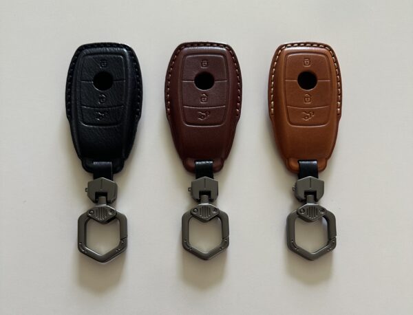 1 Premium Leather Key Fob Case – Black, Dark Brown, Light Brown Fits Mercedes Benz C260L S320L E200L E300 C260 C200L