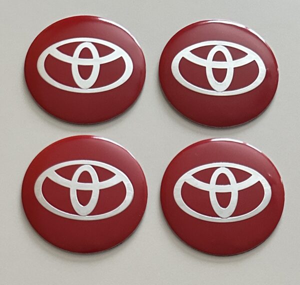 4 pcs (Set) 56mm - 2.20inch Red Toyota Wheel Center Hub Caps Stickers