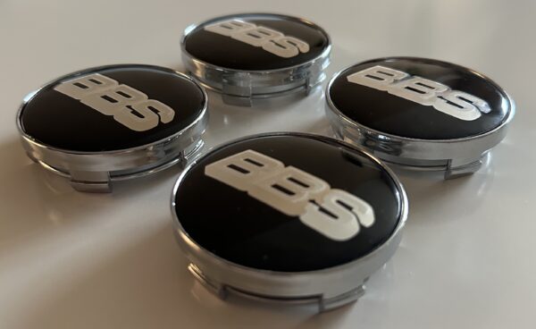 4 pcs (Set) 60mm - 2.36inch Black & Silver BBS Wheel Center Hub Caps