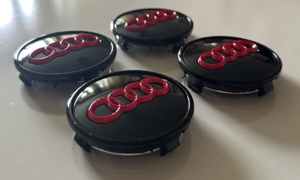 original.jpeg 4 pcs (Set) 61mm - 2.40inch Black & Red Audi Wheel Center Hub Caps