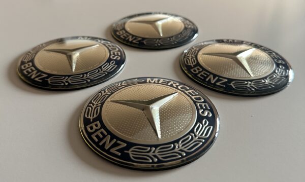 original.jpeg 4 pcs (Set) 75mm - 2.95inch Silver & Blue Mercedes Benz Wheel Center Hub Caps Stickers