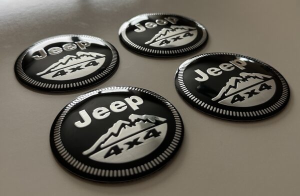 4 pcs (Set) 56mm - 2.20inch Black Jeep 4x4 Wheel Center Hub Caps Stickers