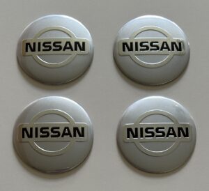 4 pcs (Set) 56mm - 2.20inch Silver Nissan Wheel Center Hub Caps Stickers