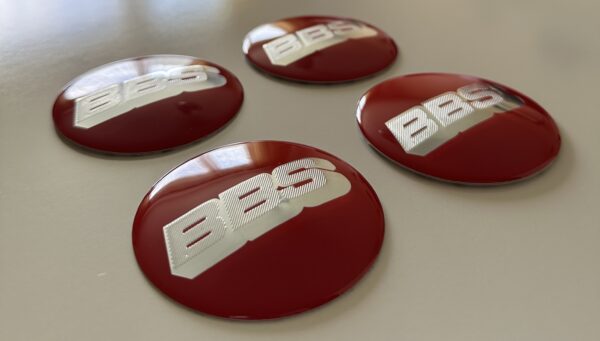original.jpeg 4 pcs (Set) 70mm - 2.75inch Red & Silver BBS Wheel Center Hub Caps Stickers