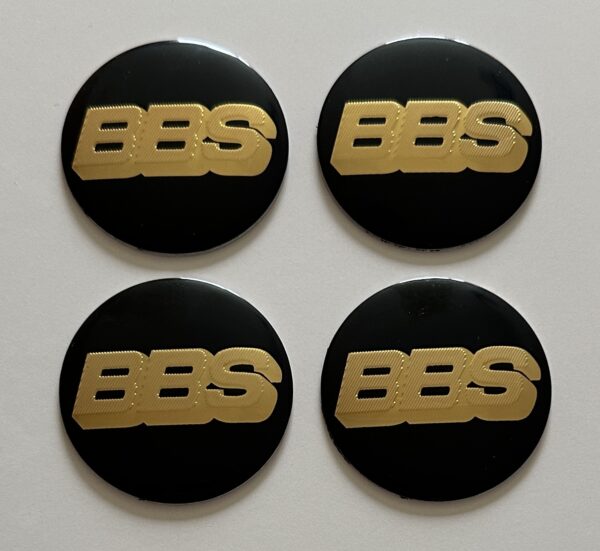 original.jpeg 4 pcs (Set) 56mm - 2.20inch Black & Gold BBS Wheel Center Hub Caps Stickers