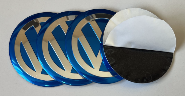 4 pcs (Set) 65mm - 2.56inch Blue Volkswagen Wheel Center Hub Caps Stickers