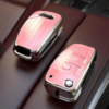 3 Premium Audi Key Fob Case – Glossy Black or Pink with Chrome Edge – Protective Shell for Smart Key – Fits Select Audi Models