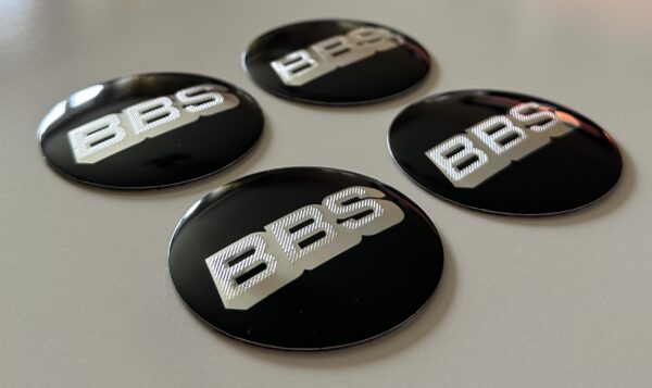 original.jpeg 4 pcs (Set) 60mm - 2.36inch Black & Silver BBS Wheel Center Hub Caps Stickers