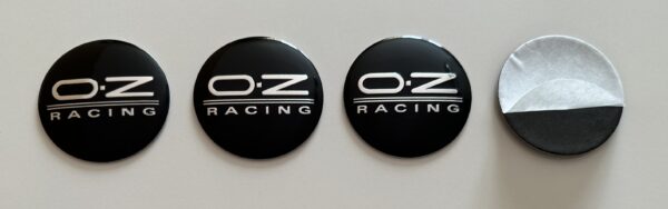 4 pcs (Set) 56mm - 2.20inch Black & Silver OZ Racing Wheel Center Hub Caps Stickers