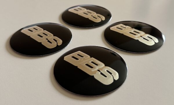original.jpeg 4 pcs (Set) 60mm - 2.36inch Black & Silver BBS Wheel Center Hub Caps Stickers