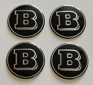 original.jpeg 4 pcs (Set) 65mm - 2.56inch Black BRABUS Wheel Center Hub Caps Stickers