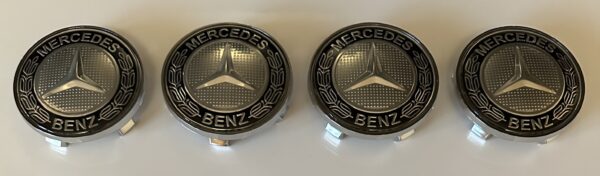 original.jpeg 4 pcs (Set) 68mm - 2.68inch Silver & Black Mercedes Benz Wheel Center Hub Caps