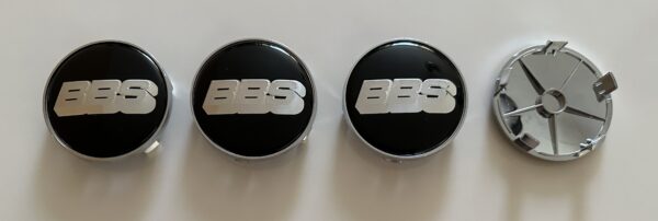 4 pcs (Set) 68mm - 2.68inch Black & Silver BBS Wheel Center Hub Caps