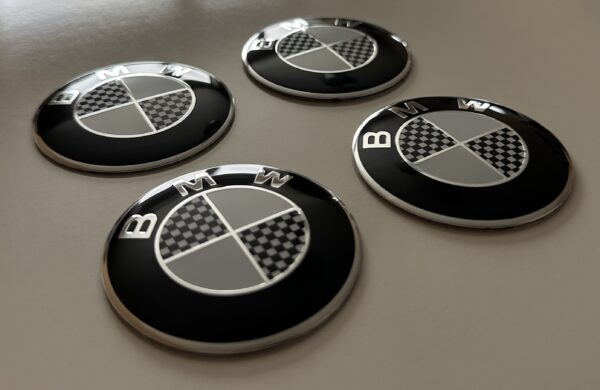 original.jpeg 4 pcs (Set) 56mm - 2.20inch Carbon Black & White BMW Wheel Center Hub Caps Stickers