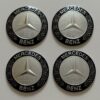 original.jpeg 4 pcs (Set) 56mm - 2.20inch Silver & Black Mercedes Benz Wheel Center Hub Caps Stickers