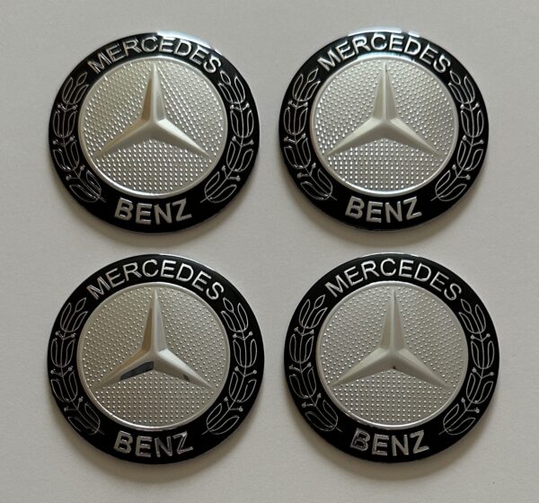 original.jpeg 4 pcs (Set) 56mm - 2.20inch Silver & Black Mercedes Benz Wheel Center Hub Caps Stickers