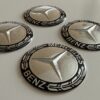original.jpeg 4 pcs (Set) 65mm - 2.56inch Silver & Black Mercedes Benz Wheel Center Hub Caps Stickers