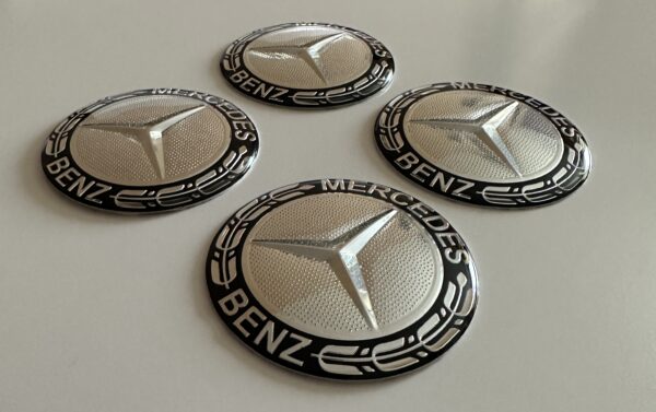 original.jpeg 4 pcs (Set) 65mm - 2.56inch Silver & Black Mercedes Benz Wheel Center Hub Caps Stickers