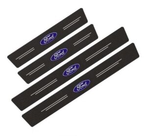 4 pcs Carbon Fiber Car Door Sill Scuff Protector Set for Ford - Anti-Scratch Strip