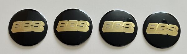 original.jpeg 4 pcs (Set) 70mm - 2.75inch Black & Gold BBS Wheel Center Hub Caps Stickers