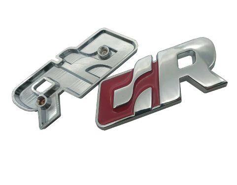 original.png 1 pcs Silver & Red Volkswagen GR Emblem Sticker Metal