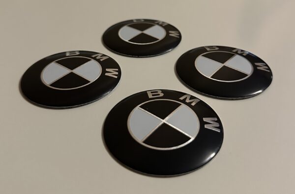 original.jpeg 4 pcs (Set) 56mm - 2.20inch Black & White BMW Wheel Center Hub Caps Stickers