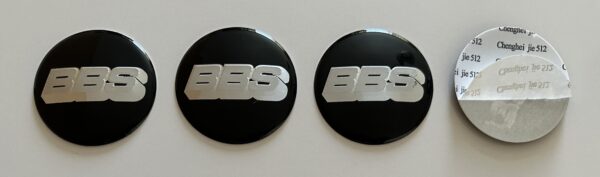original.jpeg 4 pcs (Set) 65mm - 2.56inch Black & Silver BBS Wheel Center Hub Caps Stickers