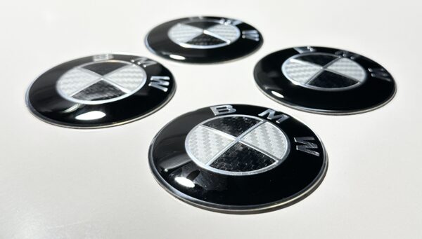 original.jpeg 4 pcs (Set) 65mm - 2.56inch Carbon Black & White BMW Wheel Center Hub Caps Stickers