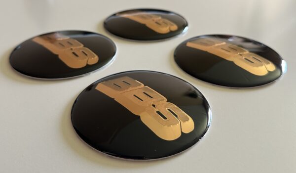 4 pcs (Set) 80mm - 3.15inch Black & Gold BBS Wheel Center Hub Caps Stickers