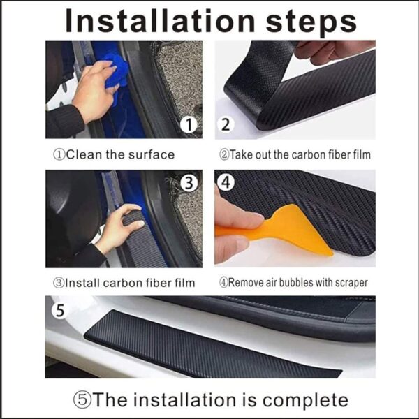 4 pcs Carbon Fiber Car Door Sill Scuff Protector Set for Subaru - Anti-Scratch Strip