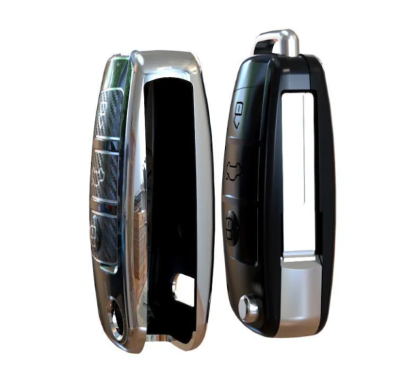 4 Premium Audi Key Fob Case – Glossy Black or Pink with Chrome Edge – Protective Shell for Smart Key – Fits Select Audi Models