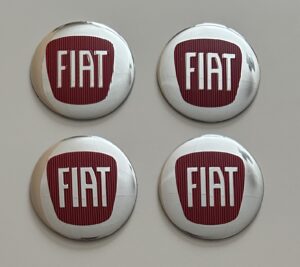 original.jpeg 4 pcs (Set) 56mm - 2.20inch Silver & Red Fiat Wheel Center Hub Caps Stickers