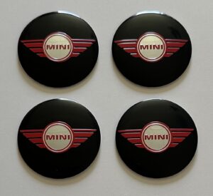 original.jpeg 4 pcs (Set) 50mm - 1.97inch Black & Red Mini Cooper Wheel Center Hub Caps Stickers
