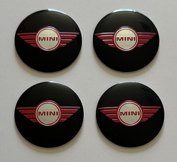 original.jpeg 4 pcs (Set) 50mm - 1.97inch Black & Red Mini Cooper Wheel Center Hub Caps Stickers