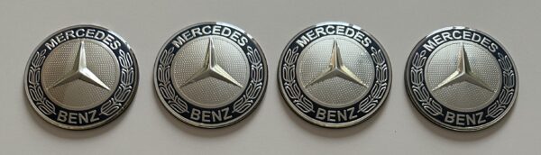 original.jpeg 4 pcs (Set) 75mm - 2.95inch Silver & Blue Mercedes Benz Wheel Center Hub Caps Stickers