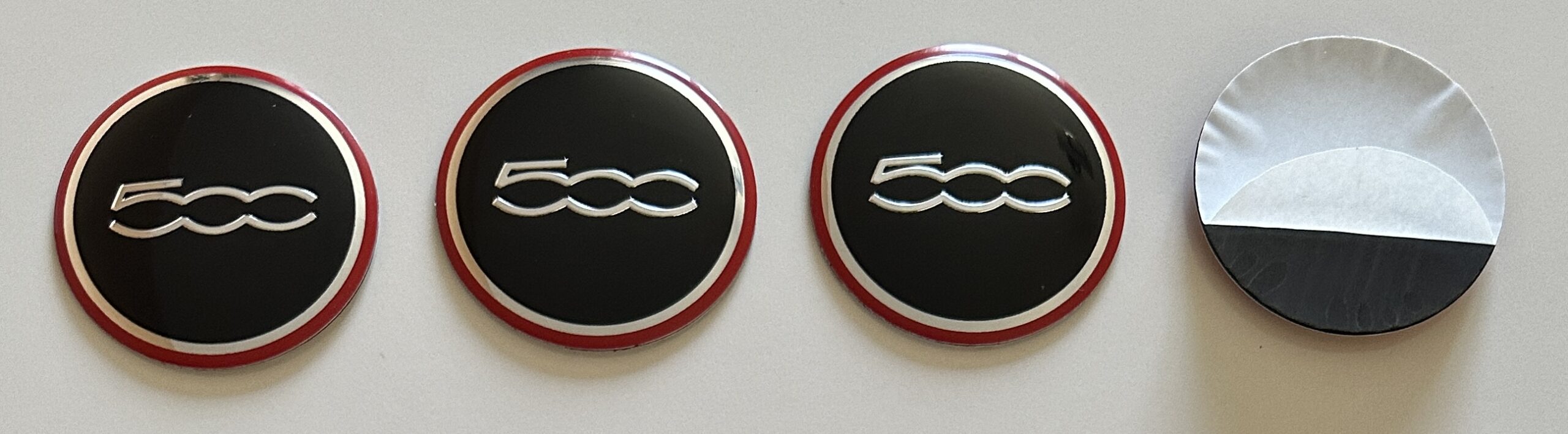 original.jpeg 4 pcs (Set) 56mm - 2.20inch Black & Red Fiat 500 Wheel Center Hub Caps Stickers