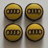 original.jpeg 4 pcs (Set) 61mm - 2.40inch Yellow & Black Audi Wheel Center Hub Caps