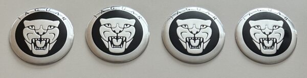 original.jpeg 4 pcs (Set) 56mm - 2.20inch Black & Silver Jaguar Wheel Center Hub Caps Stickers
