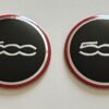 original.jpeg 4 pcs (Set) 56mm - 2.20inch Black & Red Fiat 500 Wheel Center Hub Caps Stickers