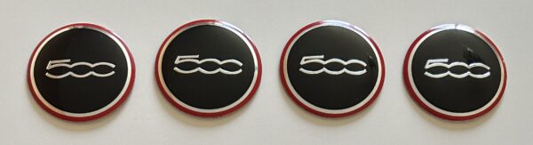 original.jpeg 4 pcs (Set) 56mm - 2.20inch Black & Red Fiat 500 Wheel Center Hub Caps Stickers