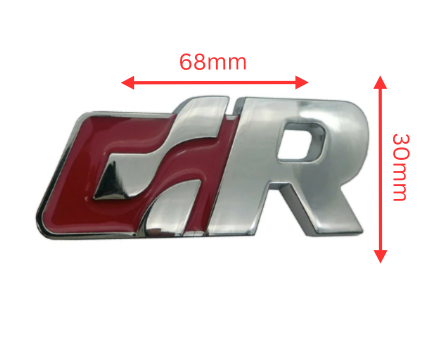 original.png 1 pcs Silver & Red Volkswagen GR Emblem Sticker Metal