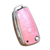 5 Premium Audi Key Fob Case – Glossy Black or Pink with Chrome Edge – Protective Shell for Smart Key – Fits Select Audi Models