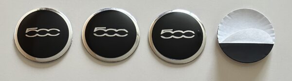 original.jpeg 4 pcs (Set) 56mm - 2.20inch Black & Silver Fiat 500 Wheel Center Hub Caps Stickers