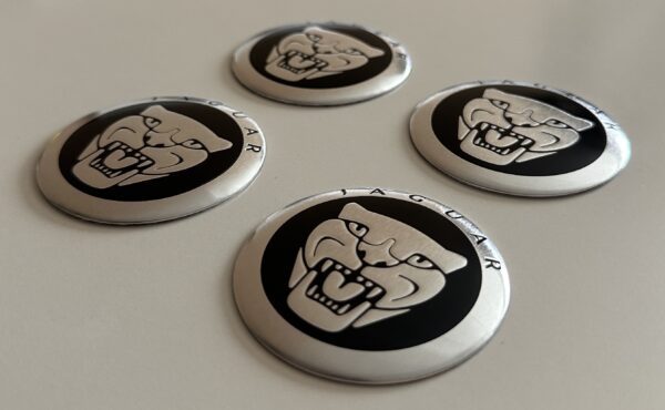 original.jpeg 4 pcs (Set) 56mm - 2.20inch Black & Silver Jaguar Wheel Center Hub Caps Stickers
