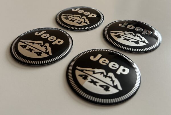 4 pcs (Set) 56mm - 2.20inch Black Jeep 4x4 Wheel Center Hub Caps Stickers