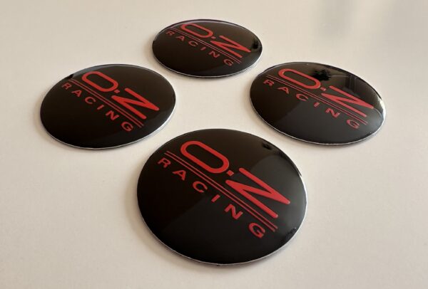 original.jpeg 4 pcs (Set) 56mm - 2.20inch Black & Red OZ Racing Wheel Center Hub Caps Stickers