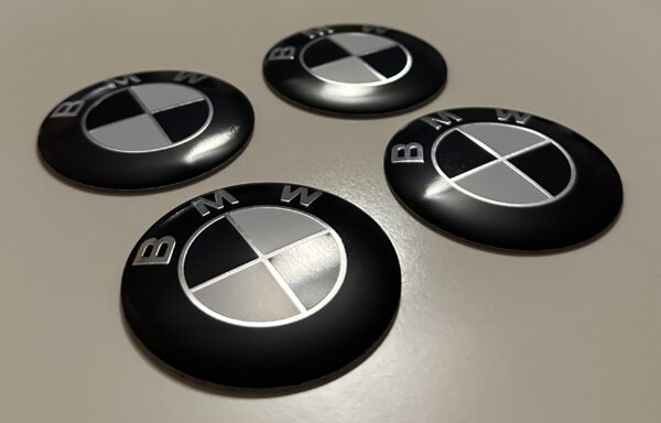 original.jpeg 4 pcs (Set) 56mm - 2.20inch Black & White BMW Wheel Center Hub Caps Stickers