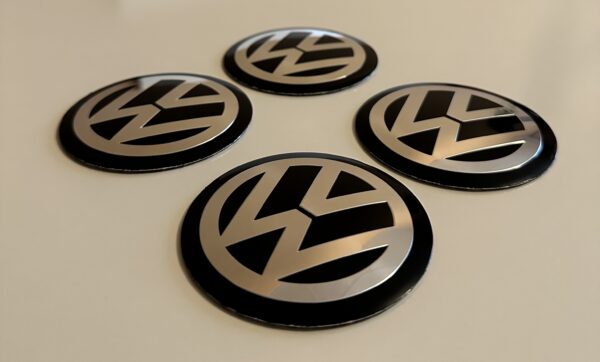 4 pcs (Set) 90mm - 3.54inch Black Volkswagen Wheel Center Hub Caps Stickers