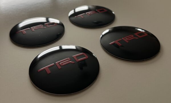 original.jpeg 4 pcs (Set) 56mm - 2.20inch Black & Red Toyota TRD Wheel Center Hub Caps Stickers